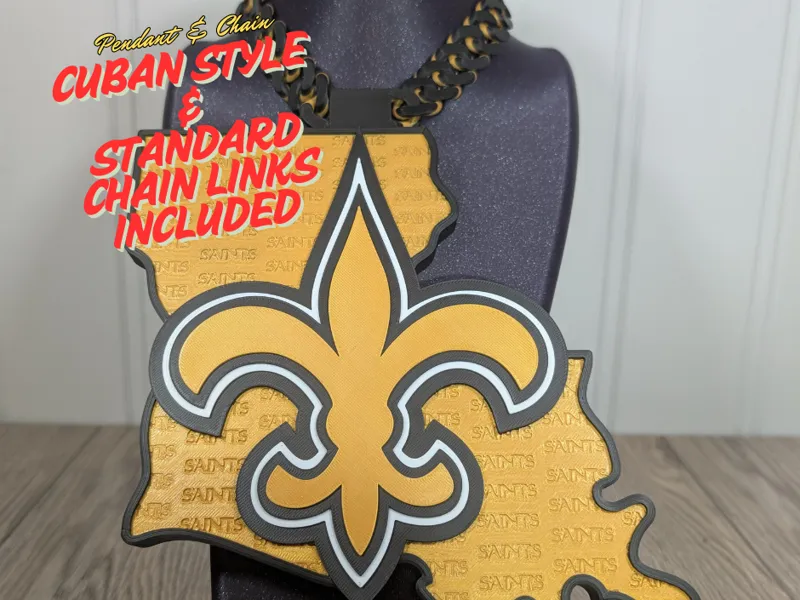 New Orleans Saints Oversized Pendant and Chain
