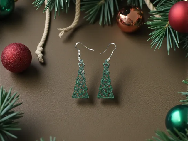 Ornamental Christmas tree earrings
