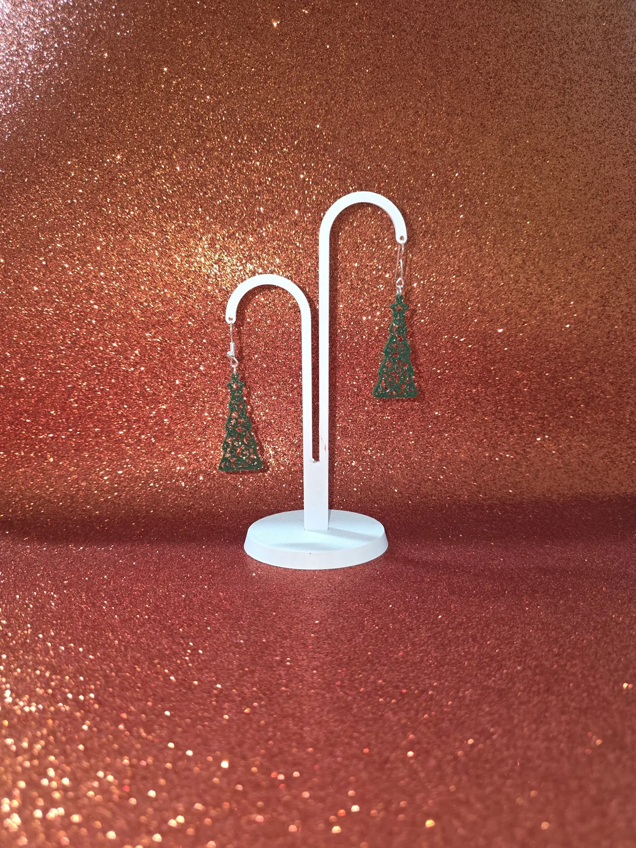 Ornamental Christmas tree earrings view 3