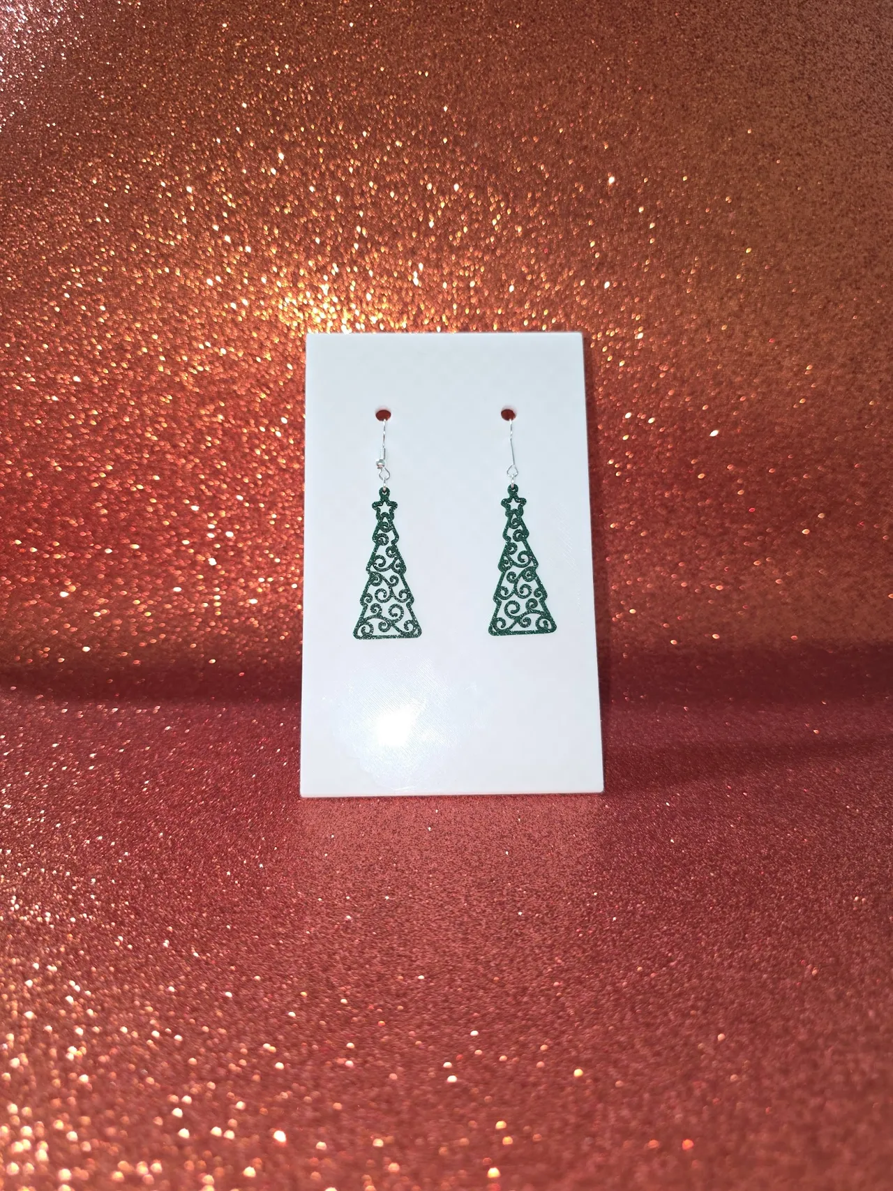 Ornamental Christmas tree earrings view 2