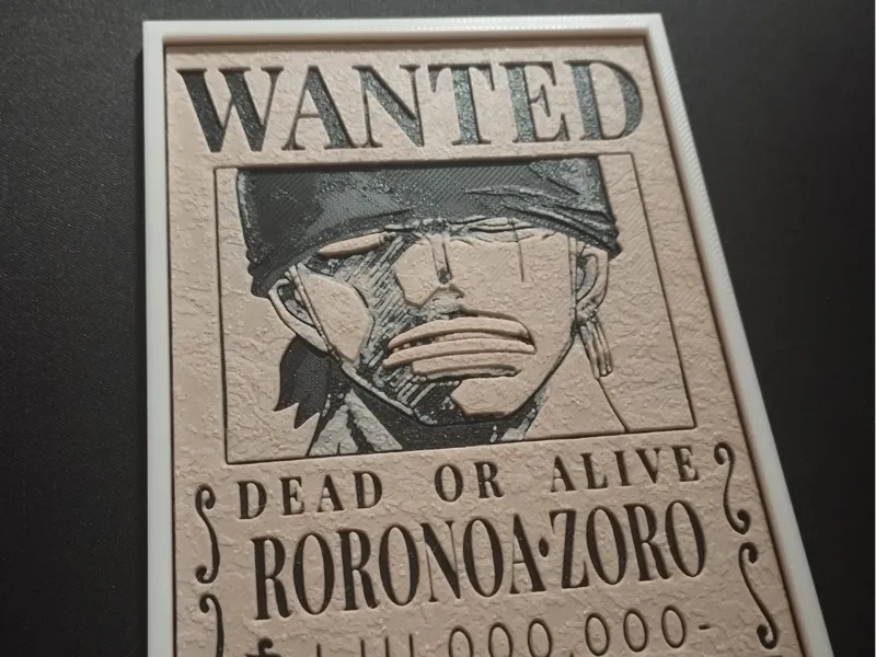 Zoro Wanted Poster (One Piece Hueforge)