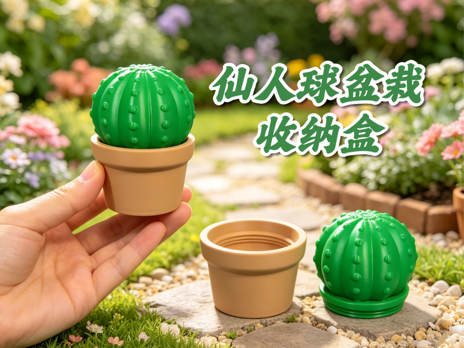 Miniatura 1 do modelo 3D 仙人球盆栽收纳盒