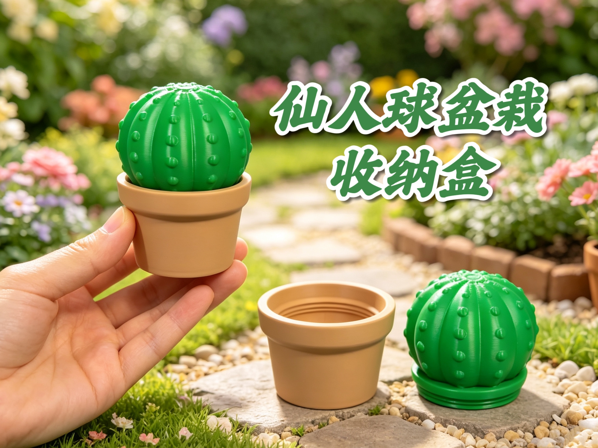 Miniatura 2 do modelo 3D 仙人球盆栽收纳盒