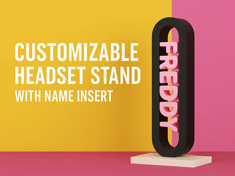 Customizable Headset Stand with Name Insert