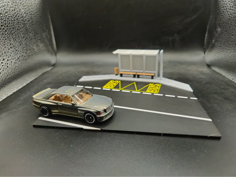 Bus stop diorama display stand