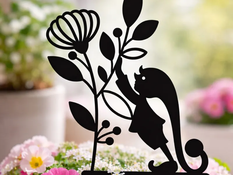 Garden fairy with flower plant decor