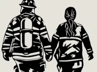Feuerwehr Mann mit Frau Wand Bild