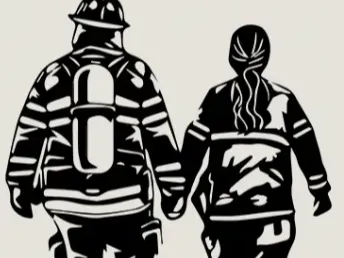 Firefighter Man with Woman Wall Art