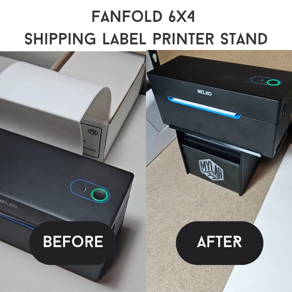 Fanfold Shipping labels 6x4 printer stand by MY3DLAB MakerWorld