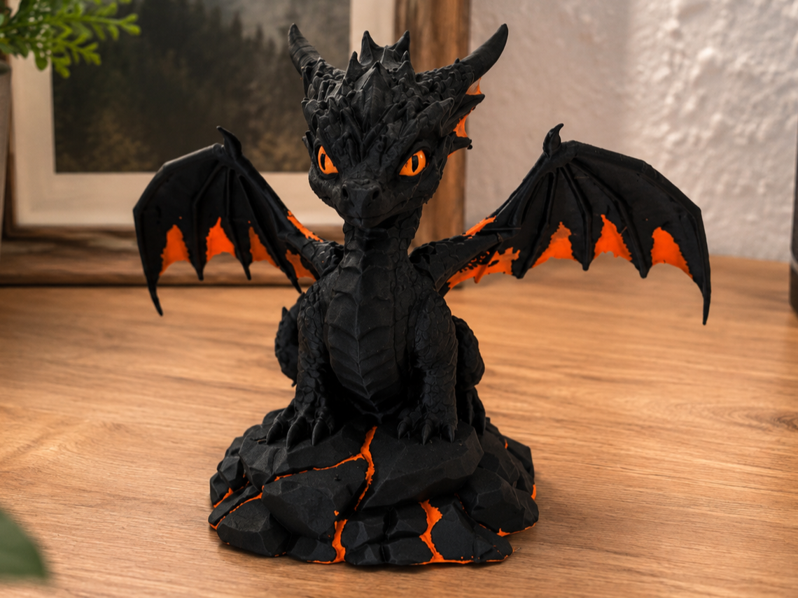 Kleiner Lava-Drache – Fantasy Deko Figur