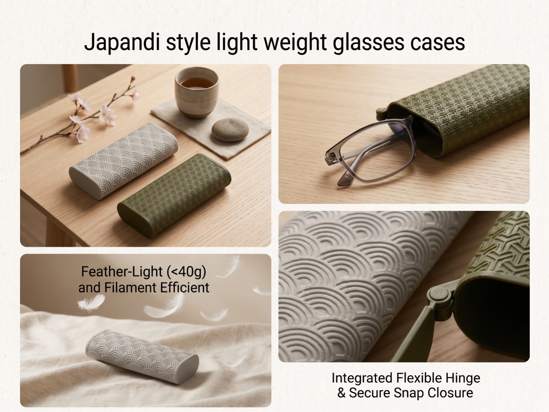Japandi style light weight glasses cases 3D model
