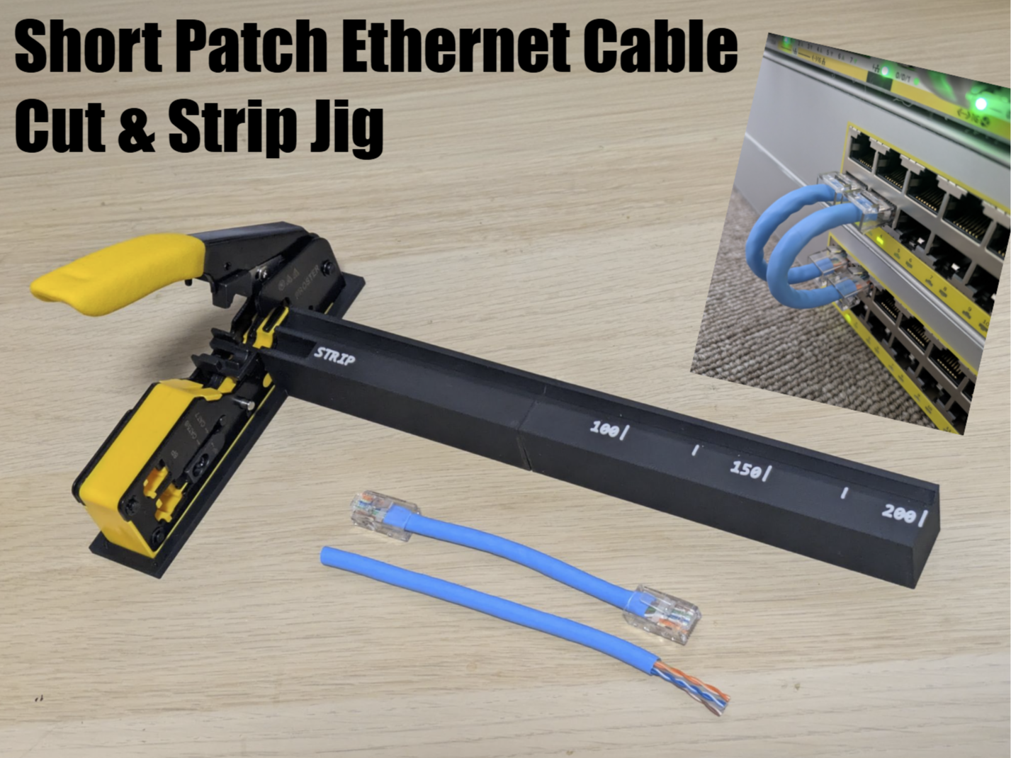 Short Patch Ethernet Cable Cut & Strip Jig