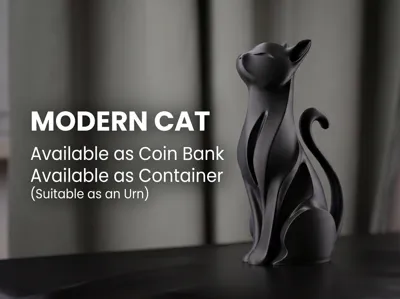 Minimalist Cat : Container-urn & Coin Bank