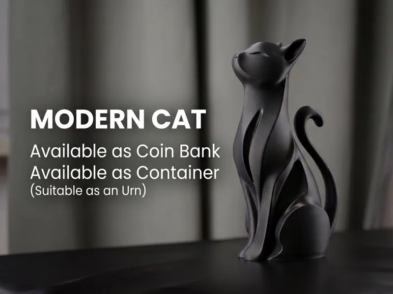 Minimalist Cat : Container-urn & Coin Bank