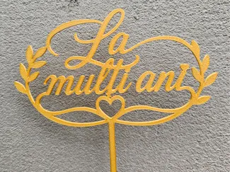 La multi ani Cake Topper with Leaf Wreath