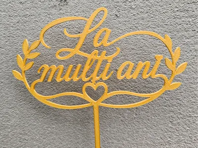 La multi ani Cake Topper with Leaf Wreath