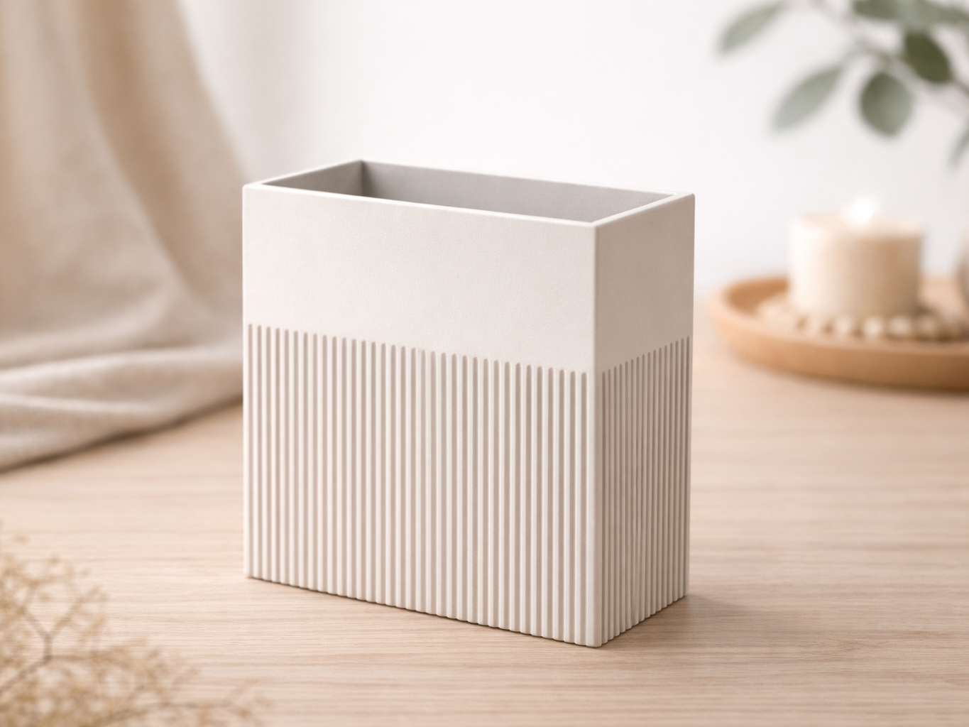 Japandi Gerippte Vase 1 Minimal Rectangular Decor