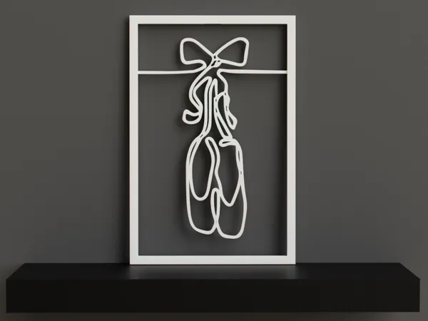 Tableau ligne continue - chaussons de danseuse avec cadre