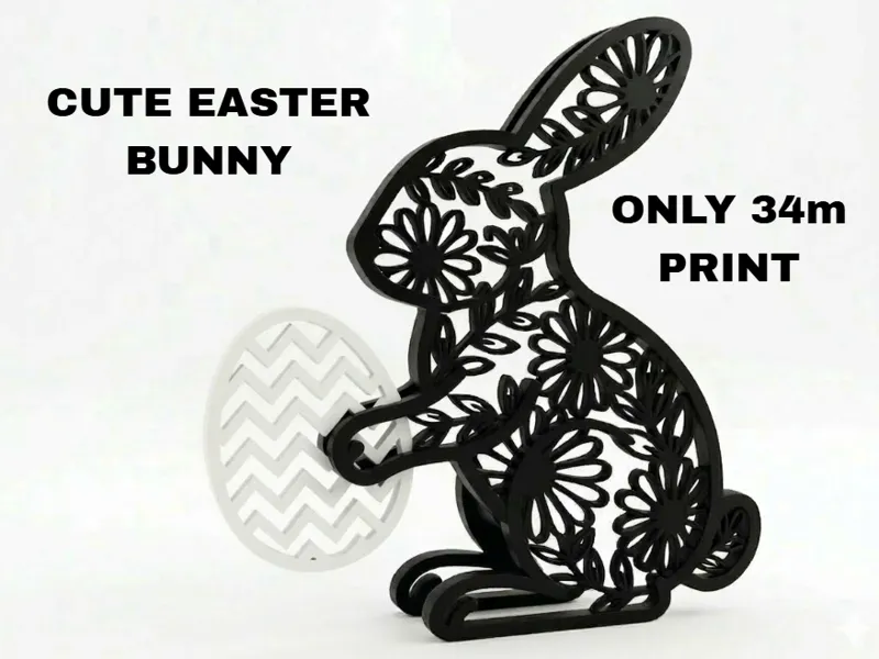 Cute Easter Bunny Holding an Easter egg