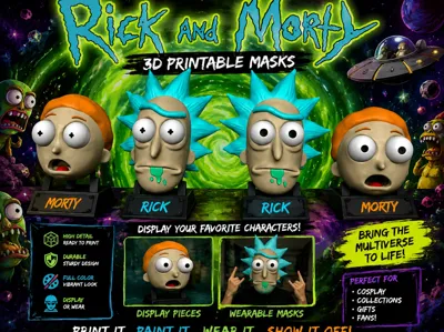 Rick & Morty full color mask and display pieces