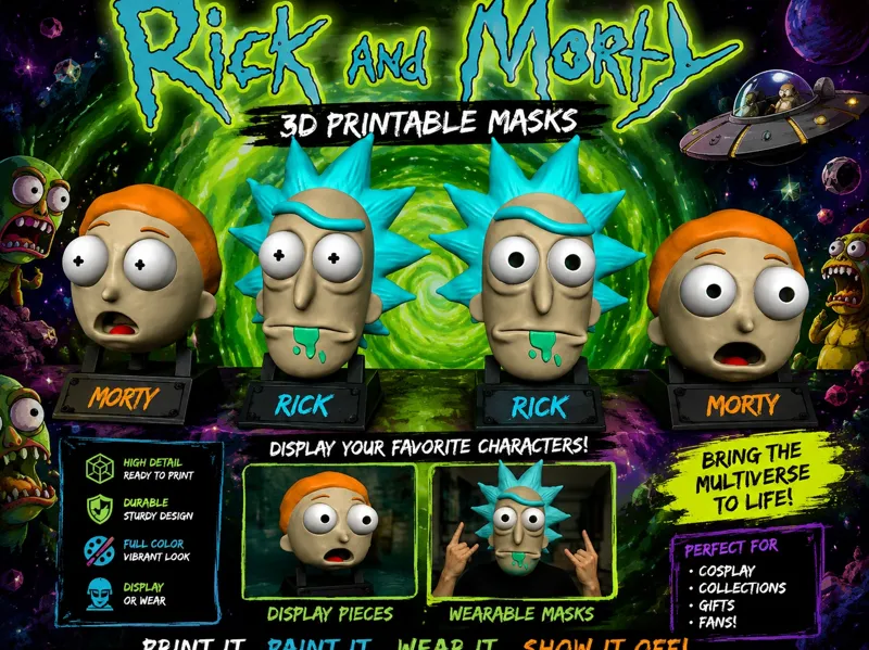 Rick & Morty full color mask and display pieces