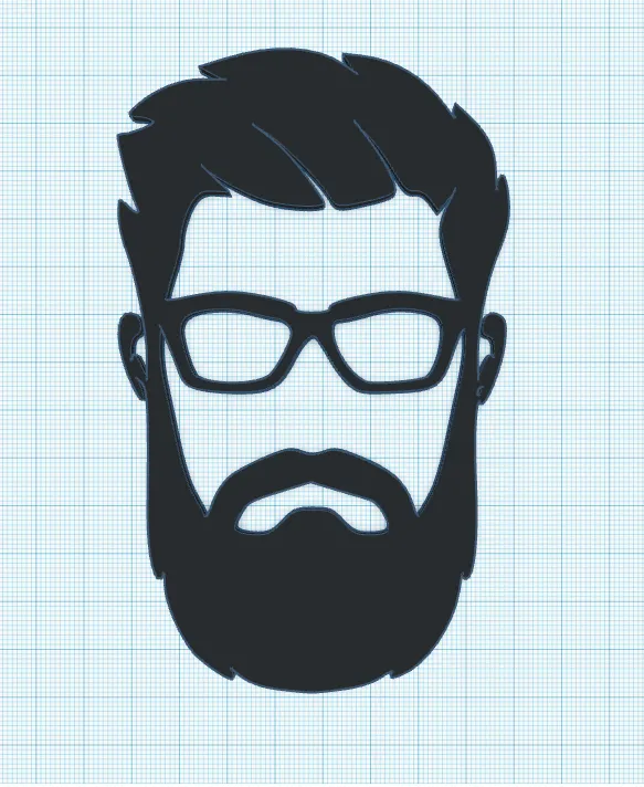 Portrait mural 2D homme barbu à lunettes