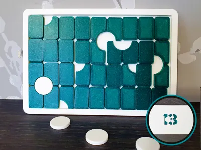 Green 13 Tray Puzzle With Cover - Can you solve it
