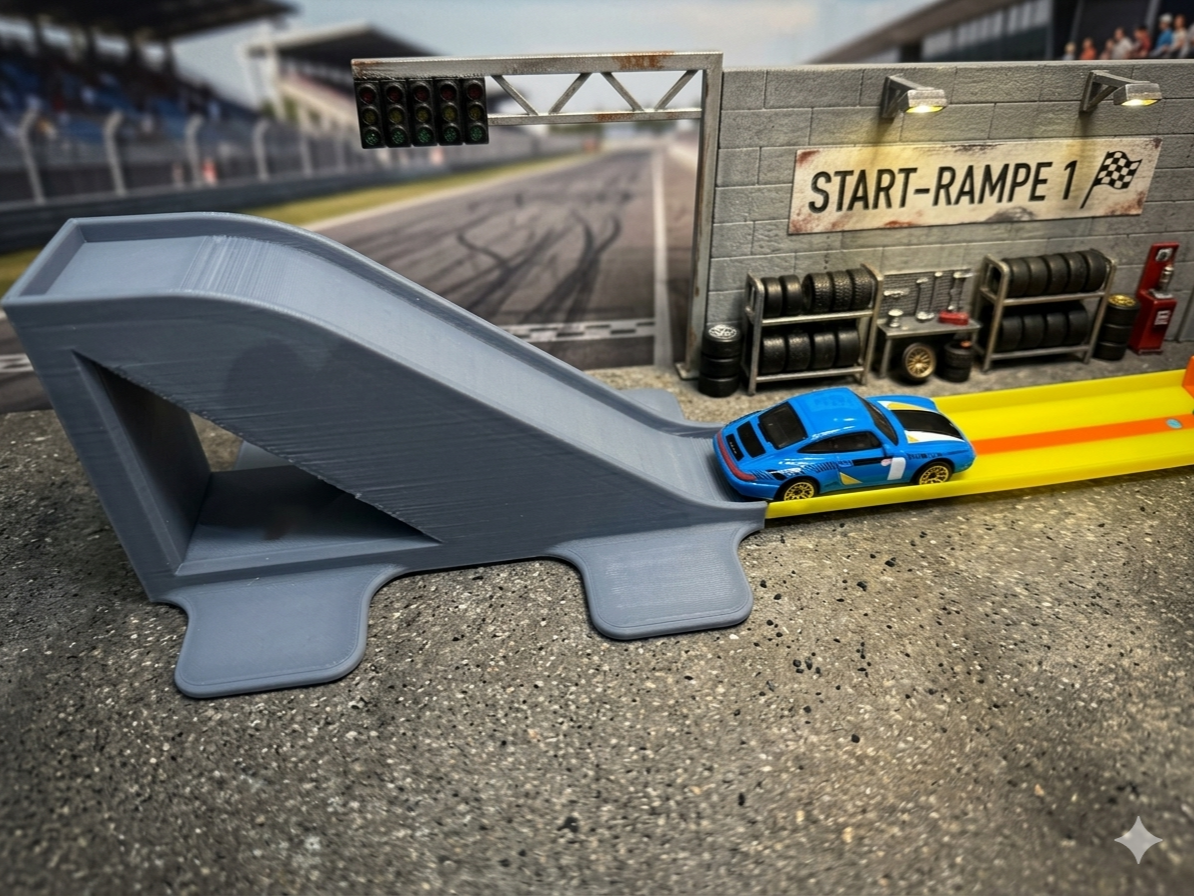 Kleine Startrampe für Auto Rennbahn 1/64
