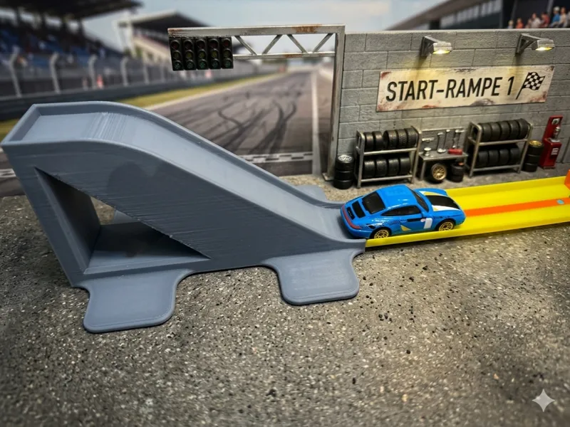 Kleine Startrampe für Auto Rennbahn 1/64