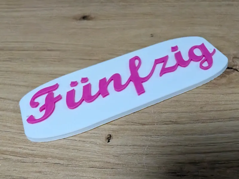 Dekoschild „Fünfzig“ Schriftzug zum 50. Geburtstag