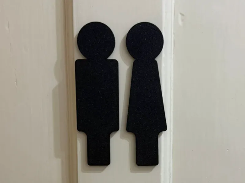 Toilet bathroom door sign