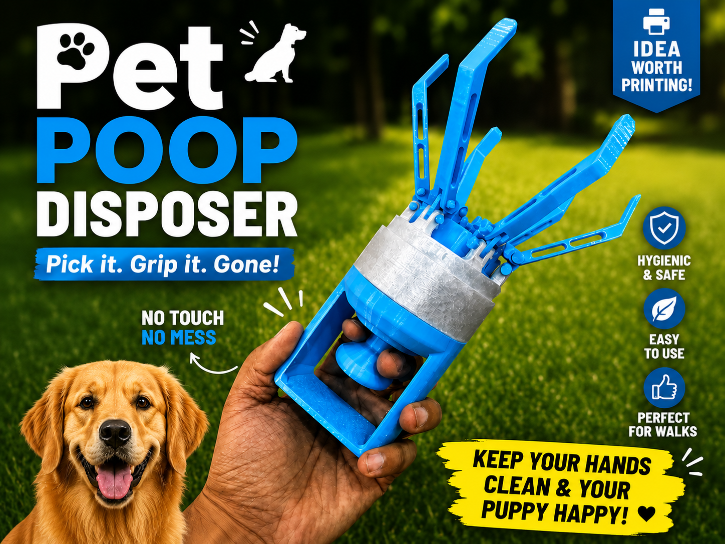 Portable Pet Poop Disposer With Bag Holder