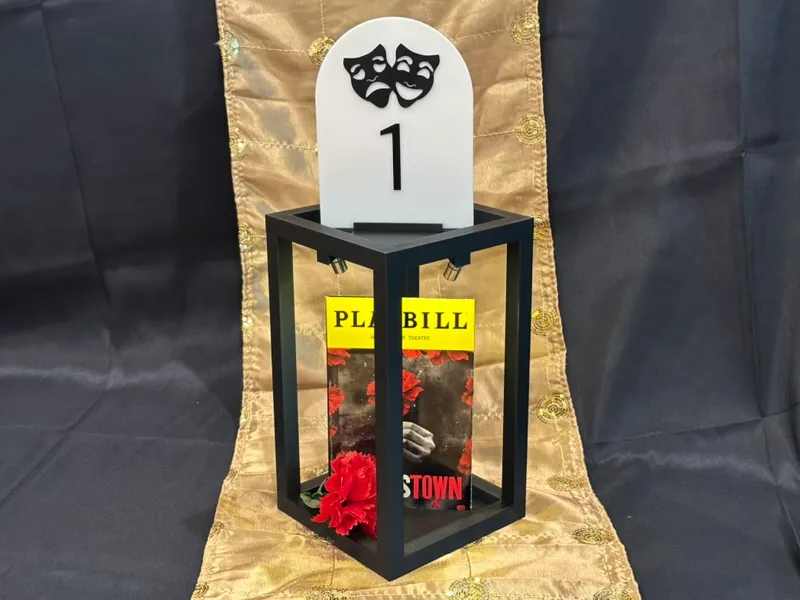 Broadway-themed wedding and event centerpiece
