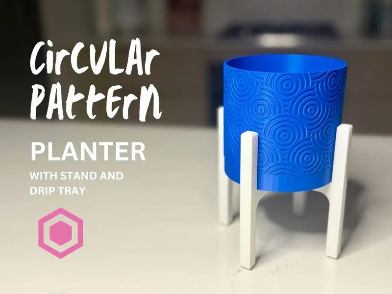 Circular Pattern Planter with Stand and Drip Tray