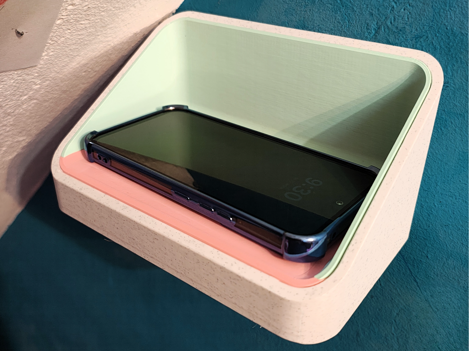 Wall Mounted Phone Shelf with Hidden Screws