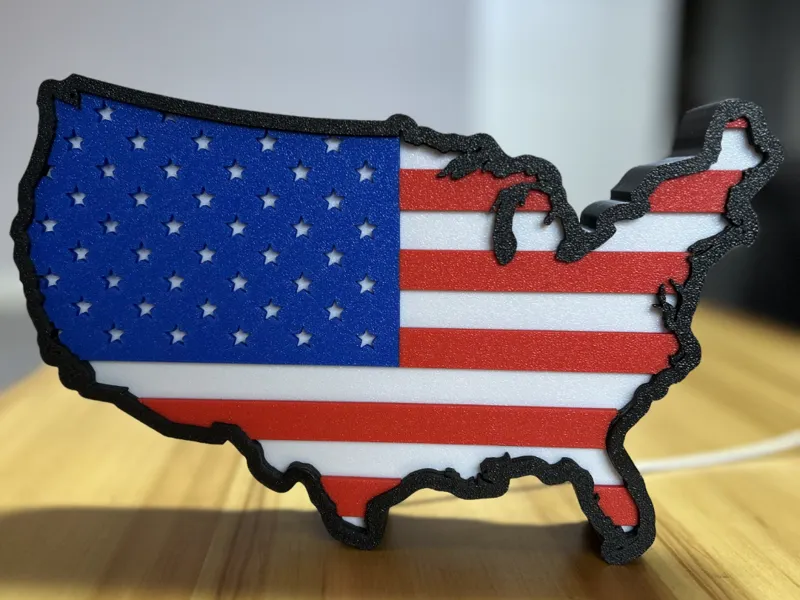 Layered USA Flag Map