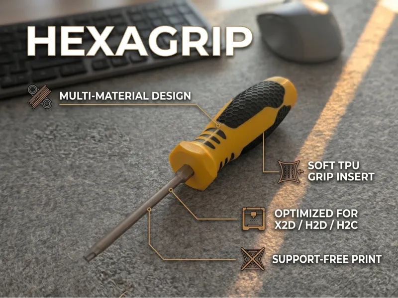 HexaGrip X2D – Ergonomic Multi-Material Bit Holder