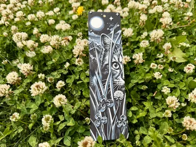 Night Cat with Clover Bookmark/No AI Cover Images!