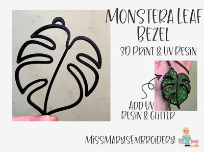 Monstera Leaf Pendant –3D Printed UV Resin Jewelry