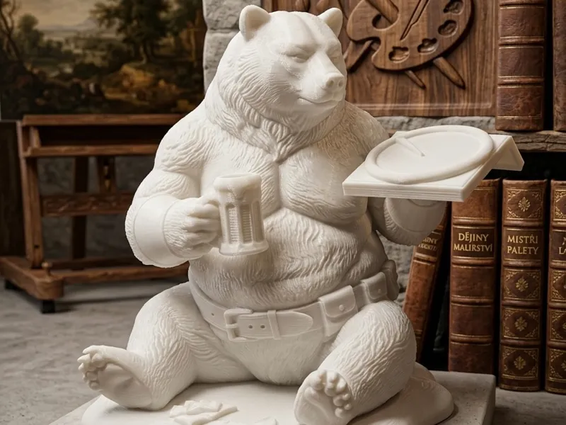 Fat Bear - With Beer and Pizza 