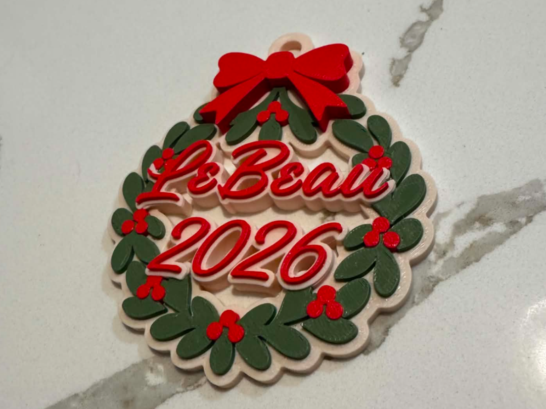 Name Christmas Wreath Ornament - Edit! Any Font - 1