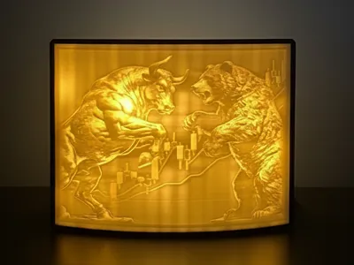 Bull vs Bear - Stock Market Lithophane Lamp