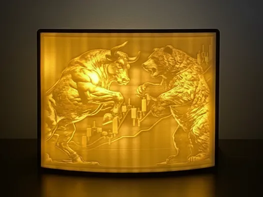 Bull vs Bear - Stock Market Lithophane Lamp