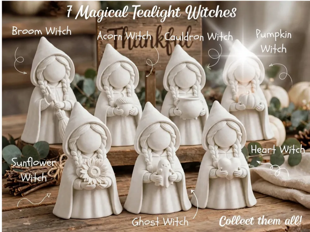 Accesorio de iluminación decorativa: Tealight Witch With Pumpkin Figure. Referencia del modelo original.