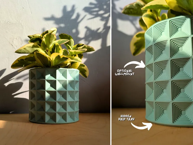 Wallplanter mit stufigem Quadratmuster