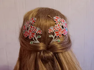 Apricot flower hair accessory + braiding loop tool