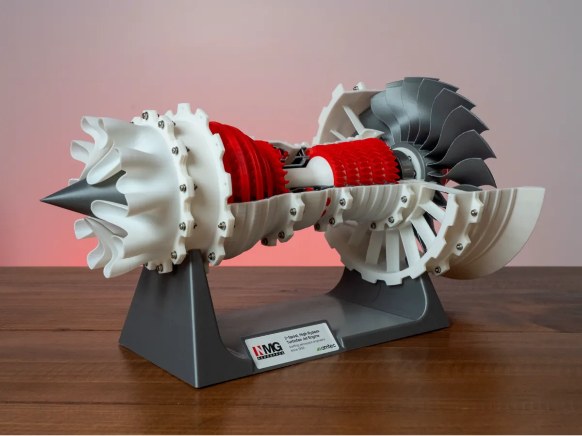 Jet Engine Stand with Label - Free 3D Print Model - MakerWorld
