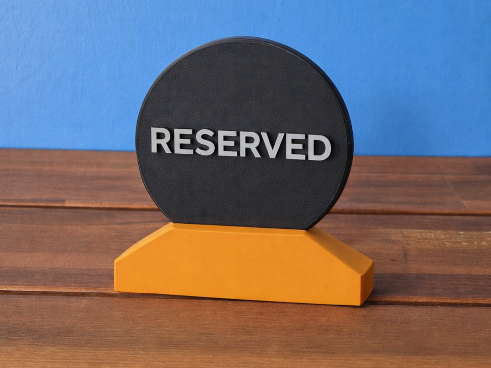 Reserved table sign (No AMS, No glue, No supports)