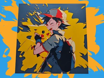 Ash and Pikachu (Pokemon hueforge)