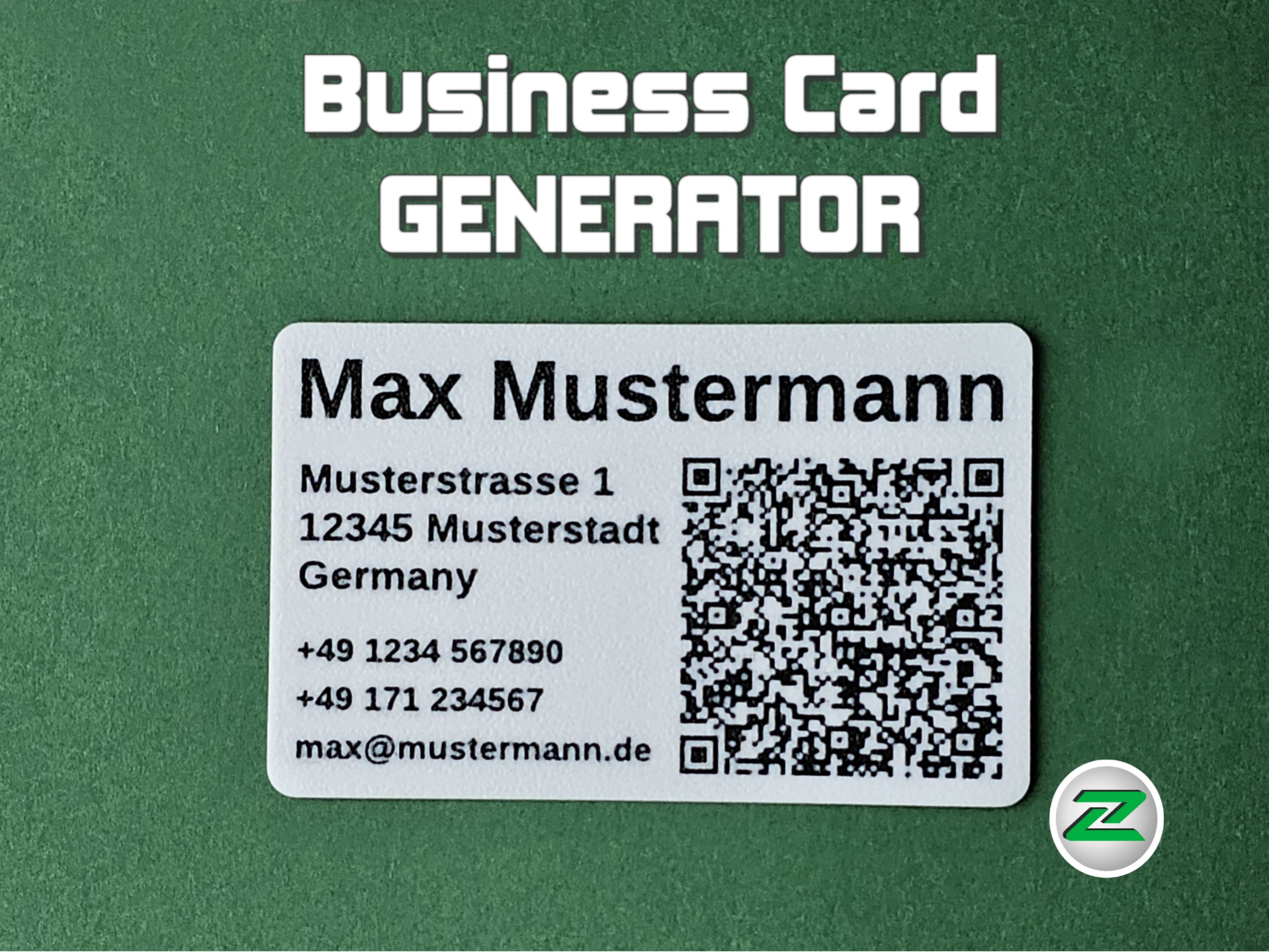Business Card GENERATOR - with QR Code (vCard) - Free 3D Print